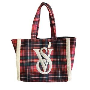 Victoria's Secret Red Plaid Tote Bag
